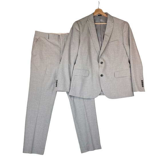 JF J. Ferrar Suit 40S 34x30 Light Gray Classic Fit 2 Piece Jacket Pants Stretch - Picture 1 of 10